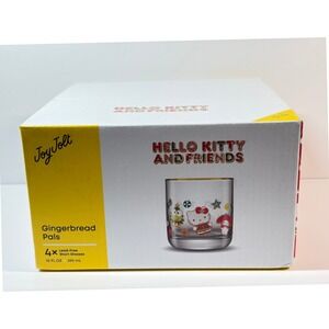 JoyJolt Hello Kitty and Friends Gingerbread Pals Short Glass Set 4pk 10oz New